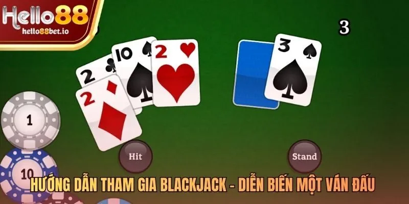 Trình tự 4 bước trong một ván đấu blackjack và các hành động của người chơi